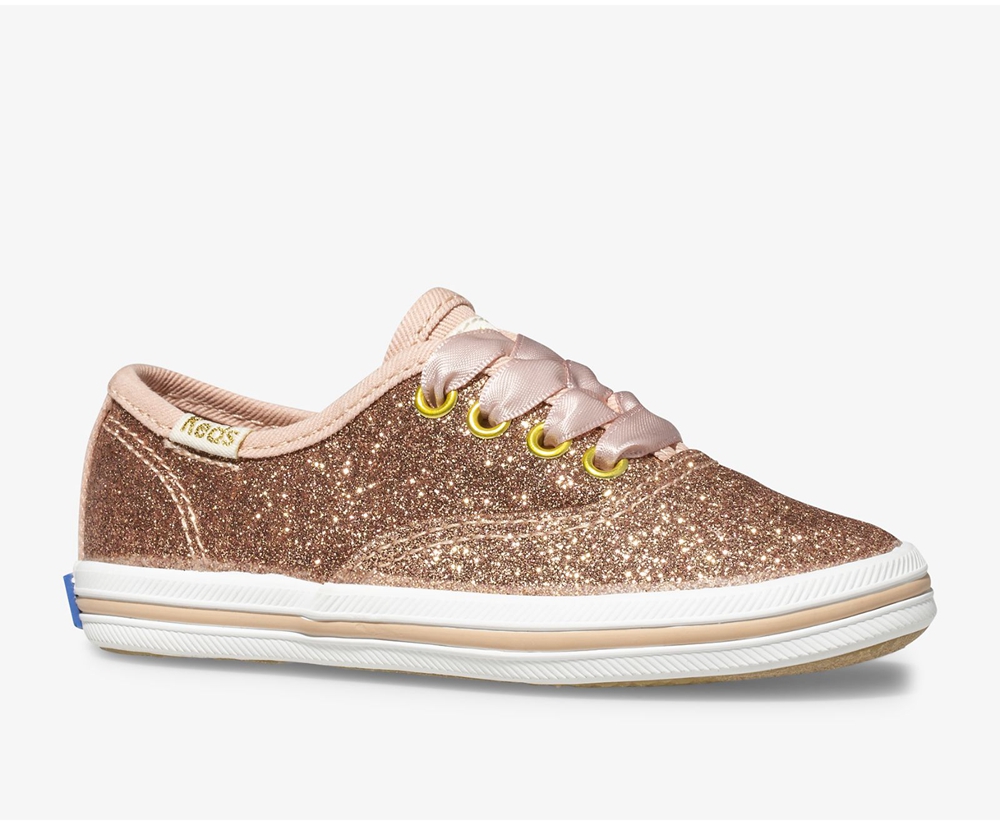 Kids Keds Sneakers - Kate Spade new york Champion Glitter - Rose Gold - 9524-ATRLK